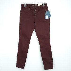 Universal Thread Women's Jeans NWT Size 2/26 Button Fly Mid Rise Skinny Burgundy